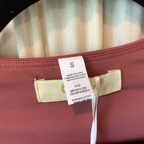 Quinsen Thong Bodysuit Square Neck Dusty Rose Color Size Small - Picture 5 of 7